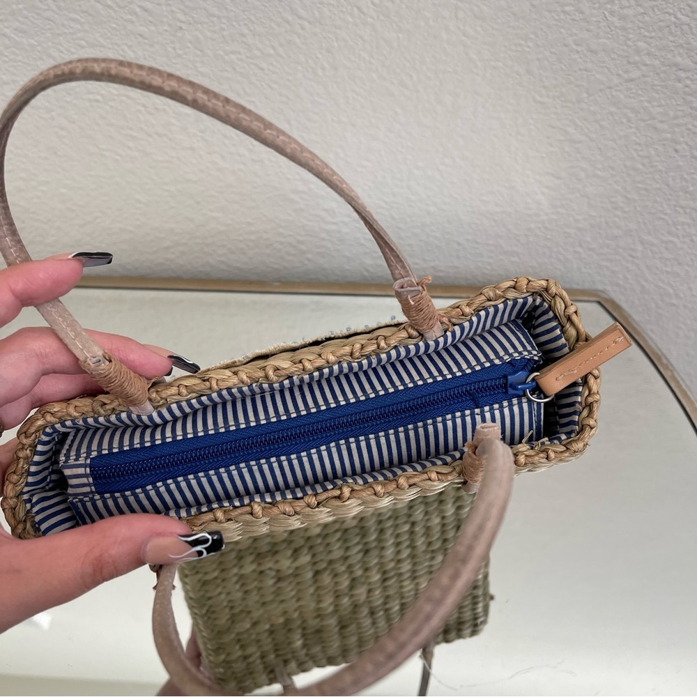 Vintage Y2K Beach Surf Volkswagen Bug Corn Husk Wicker Small Handbag Purse - Picture 10 of 13
